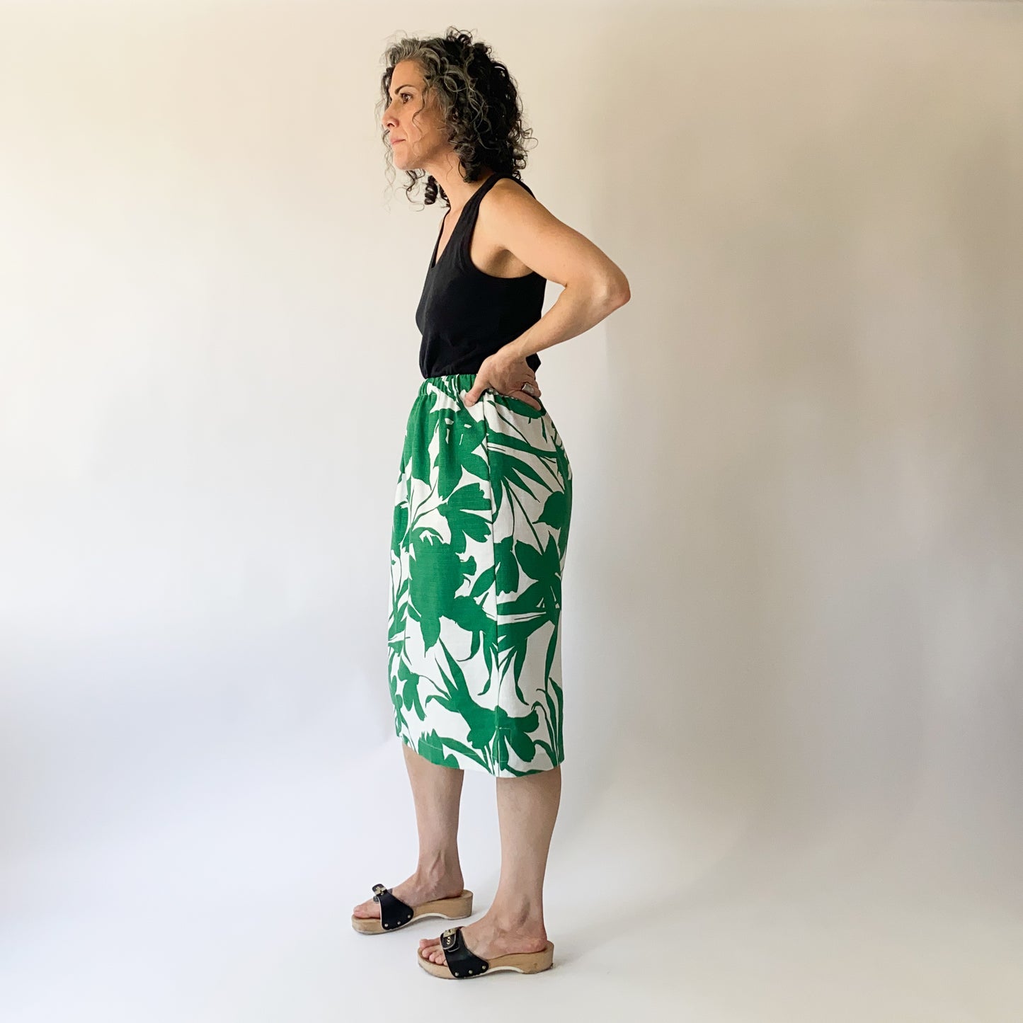 Alison Skirt - Green and White Floral